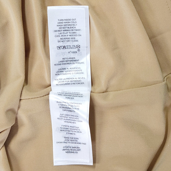 NWT Lauren Ralph Lauren Side Ruched Solid Foil Jersey Sheath Dress Sz. 8 Gold - Picture 9 of 12